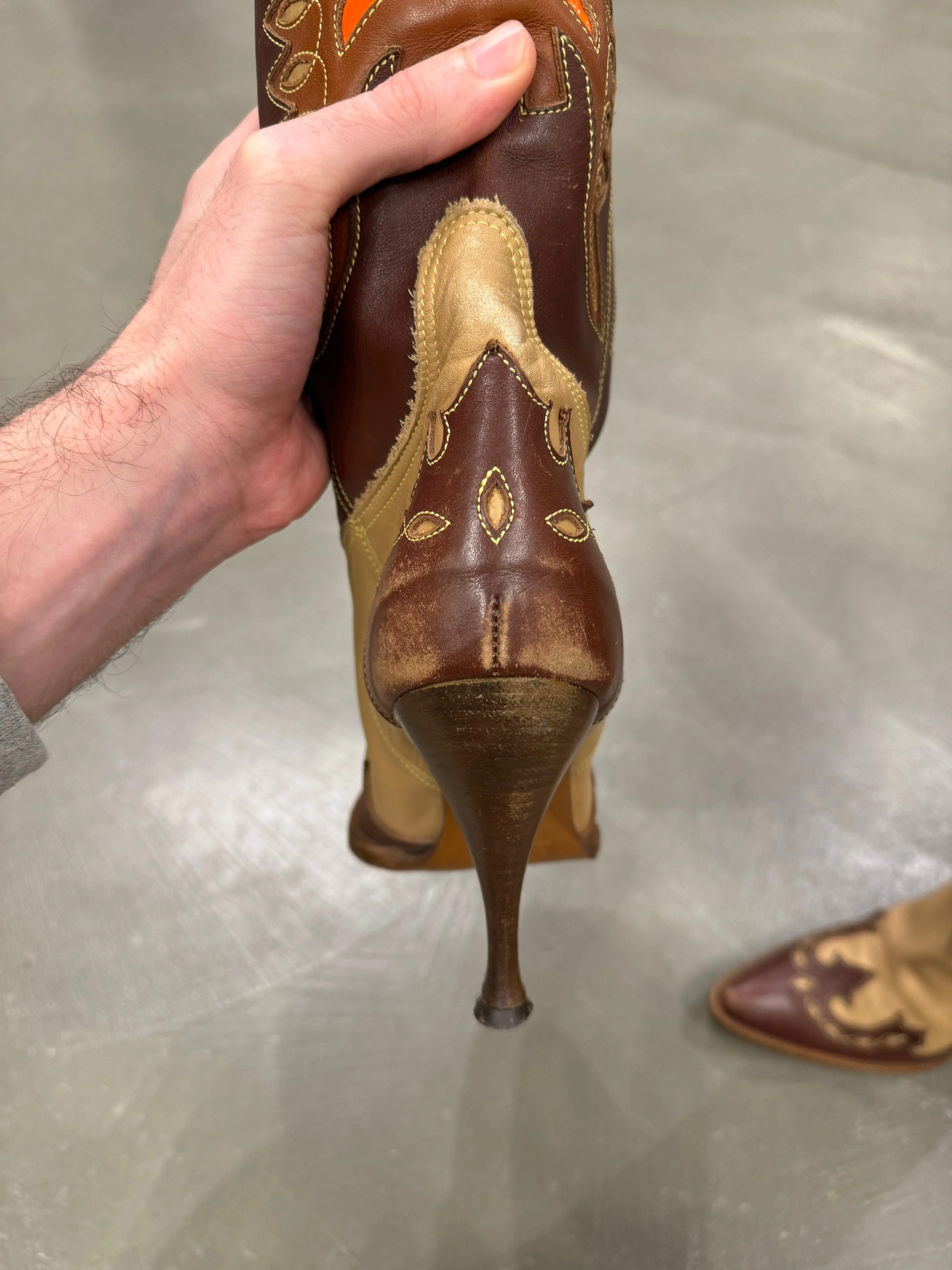 2000s Dolce & Gabbana runway leather cowboy western boots