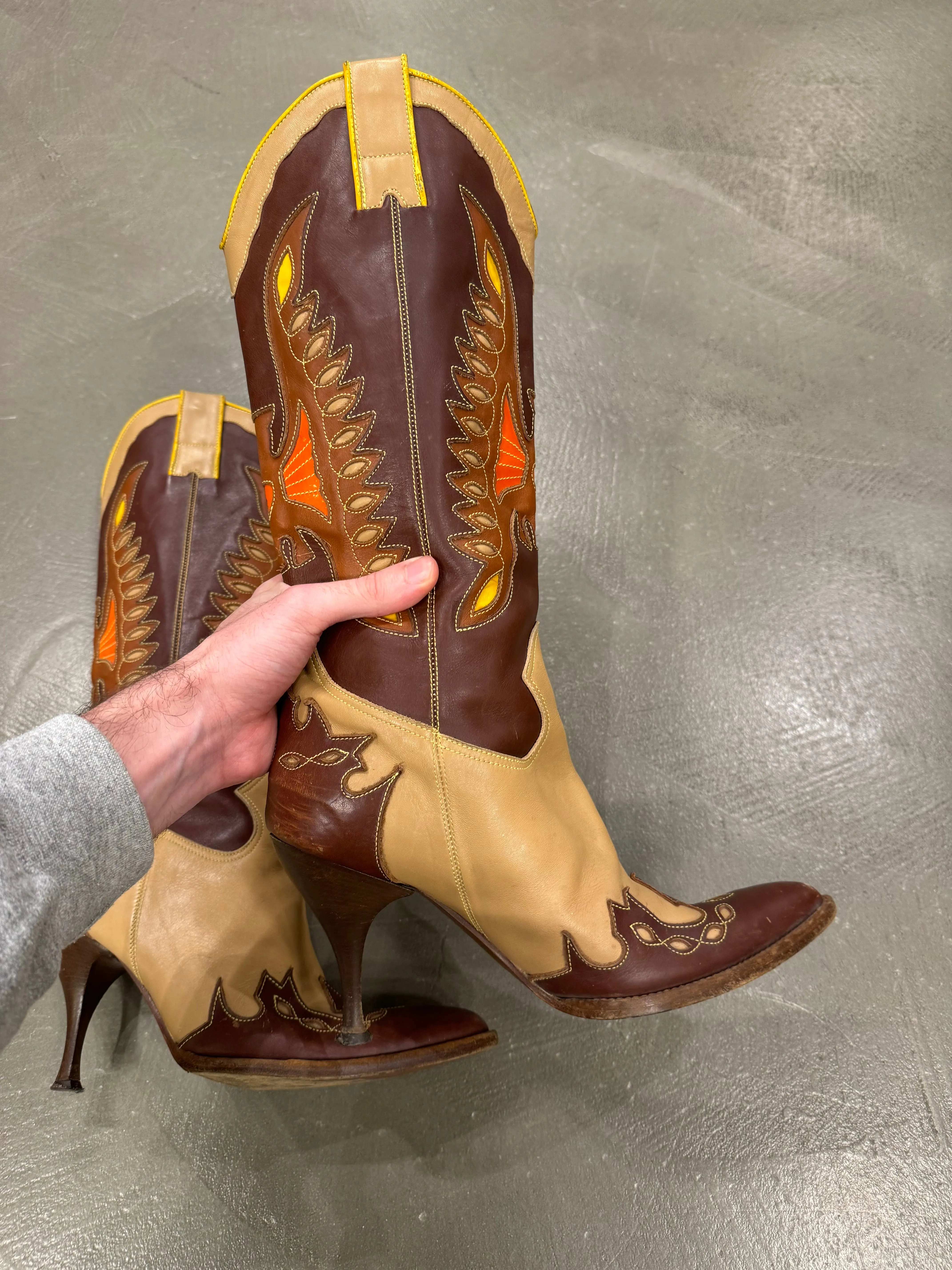 2000s Dolce & Gabbana runway leather cowboy western boots