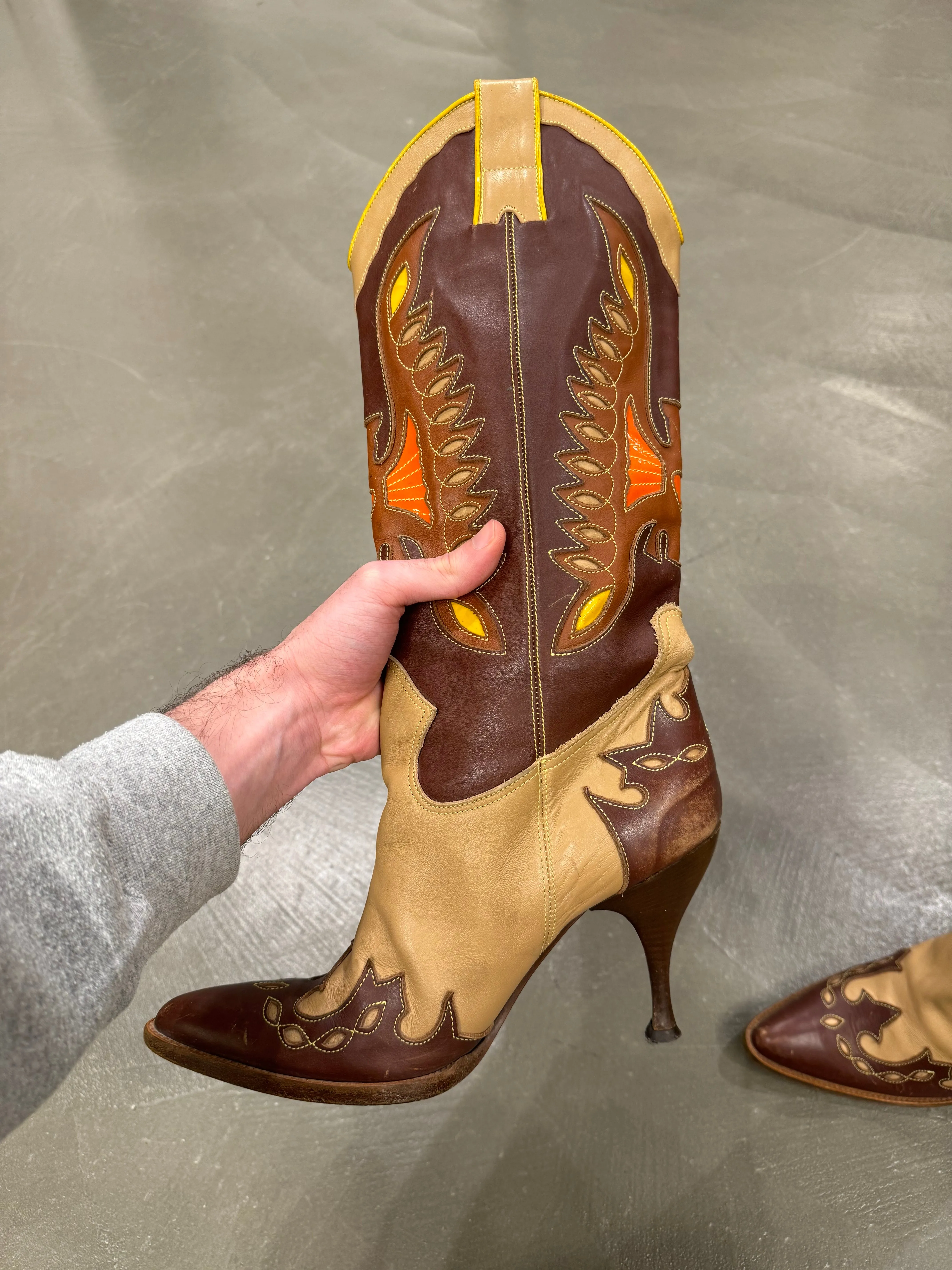 2000s Dolce & Gabbana runway leather cowboy western boots