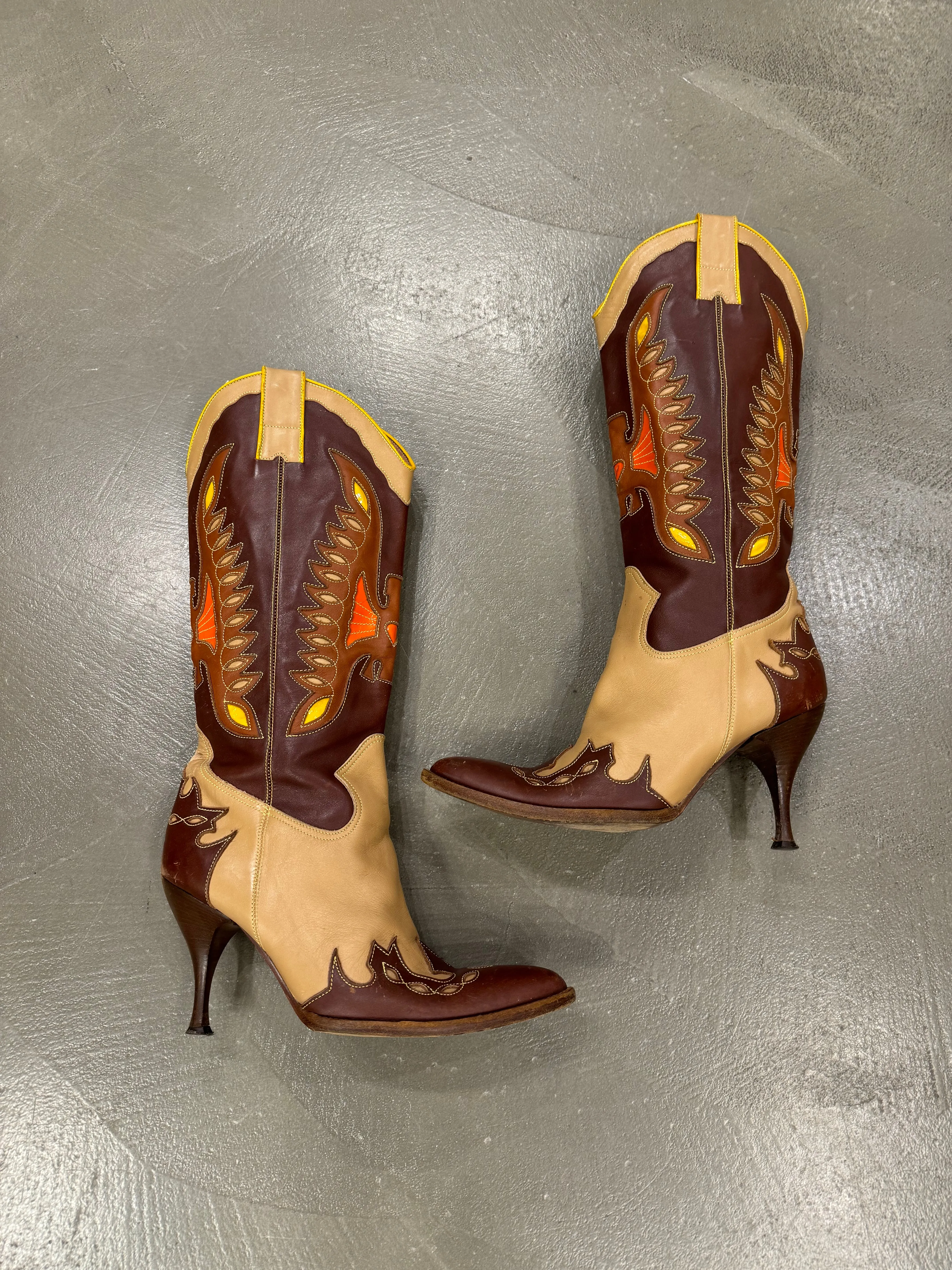 2000s Dolce & Gabbana runway leather cowboy western boots