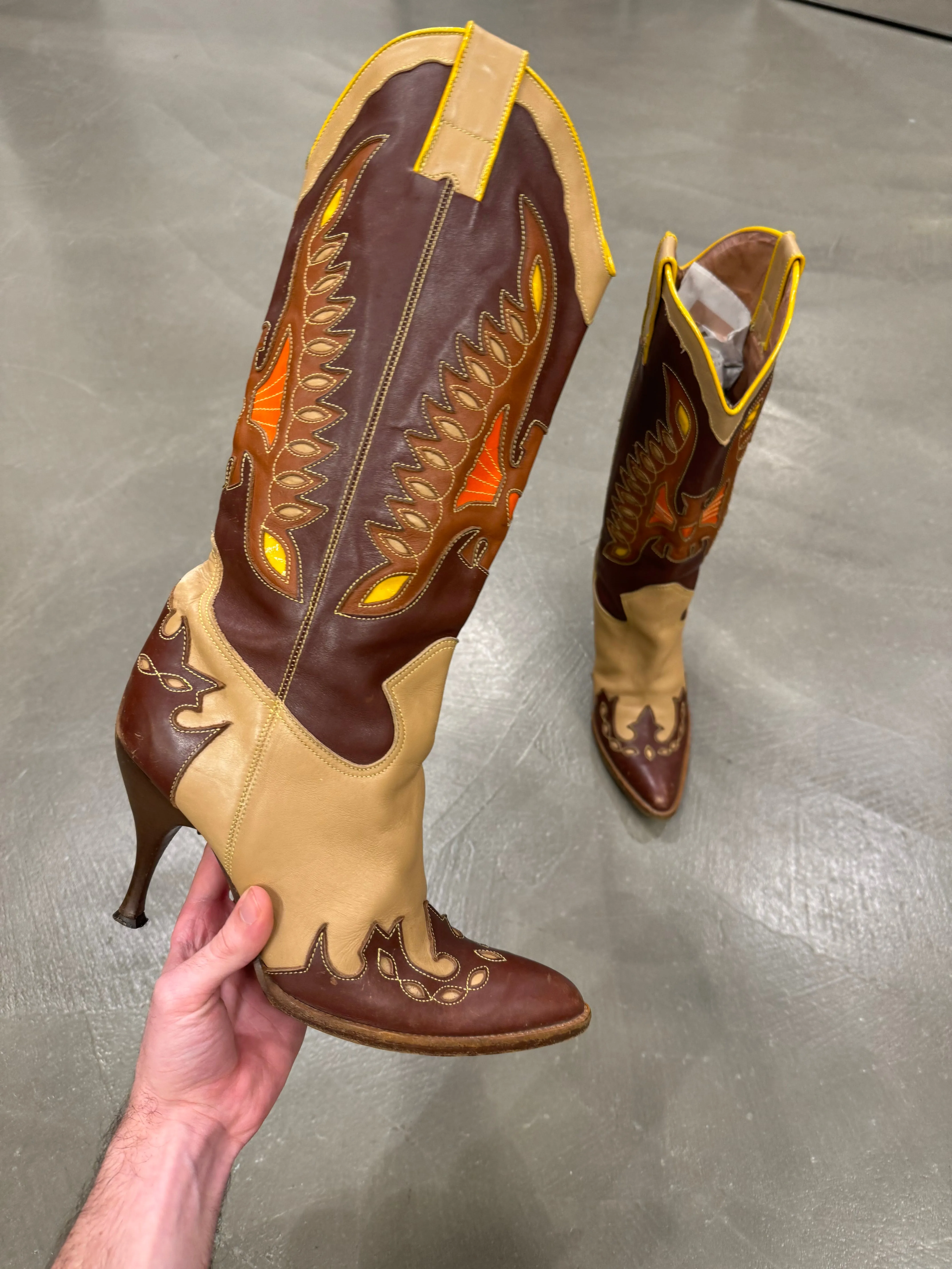 2000s Dolce & Gabbana runway leather cowboy western boots