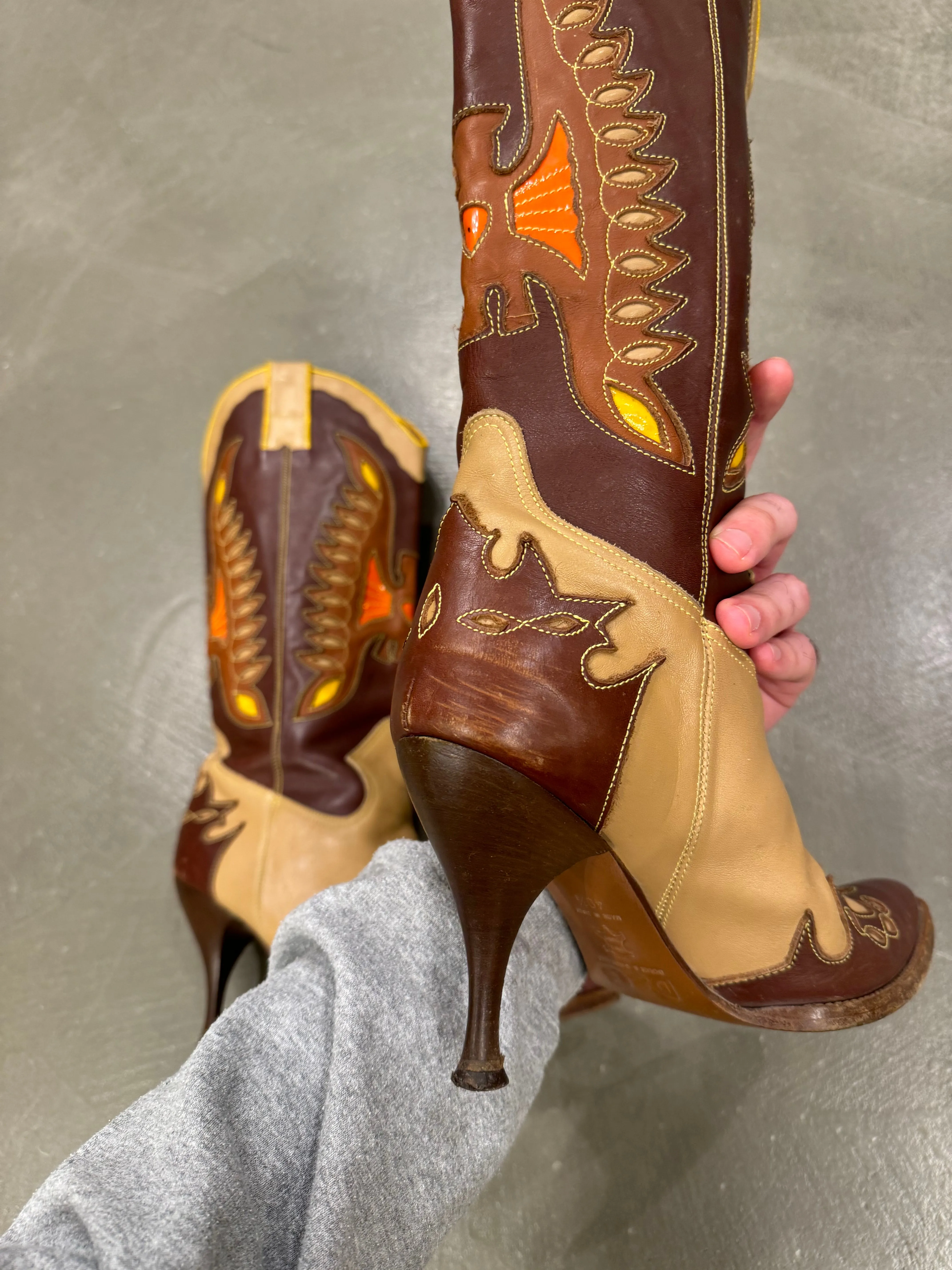 2000s Dolce & Gabbana runway leather cowboy western boots