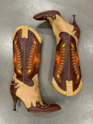 2000s Dolce & Gabbana runway leather cowboy western boots