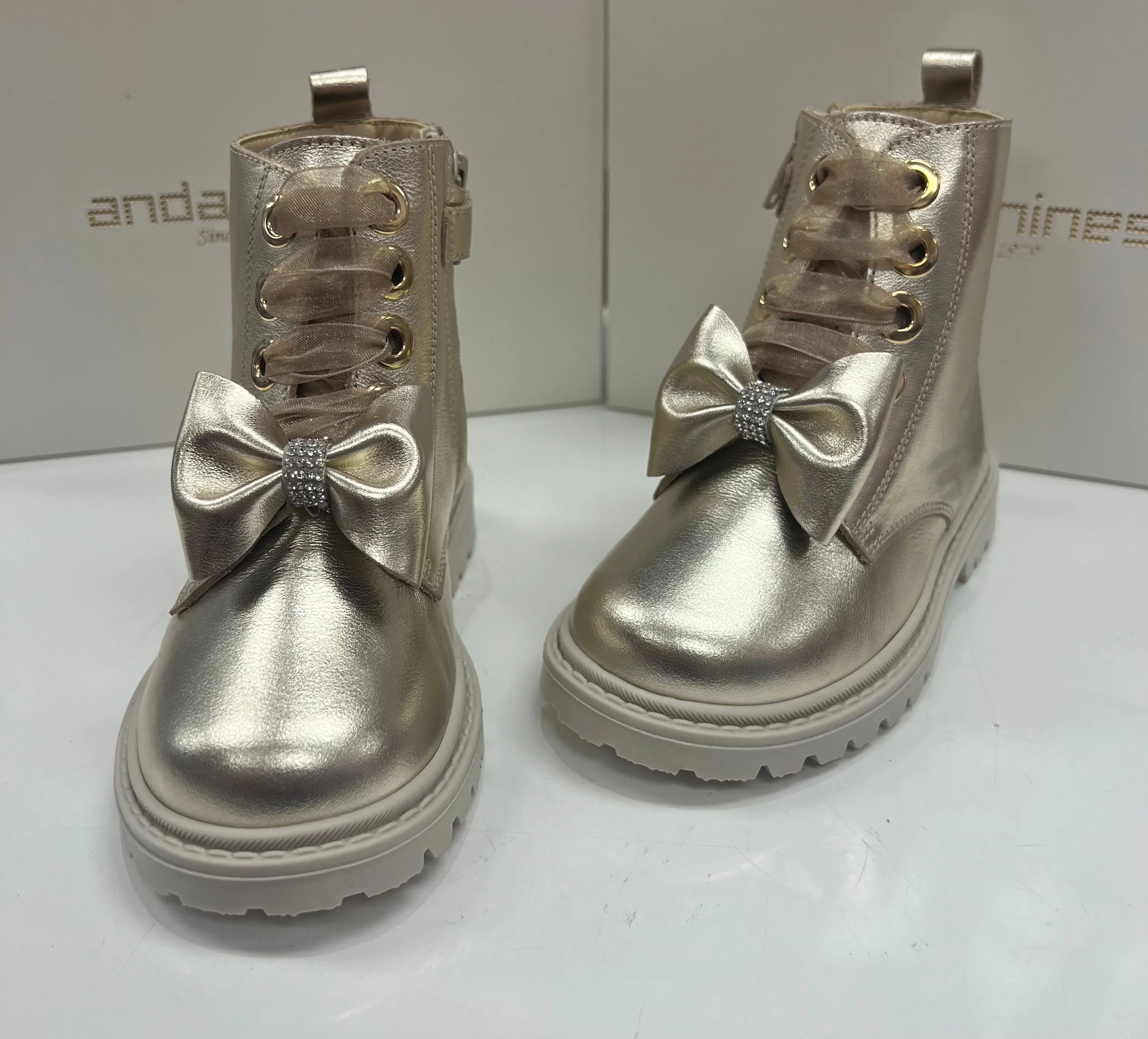 202482 Gold Bow Boot By Andanines