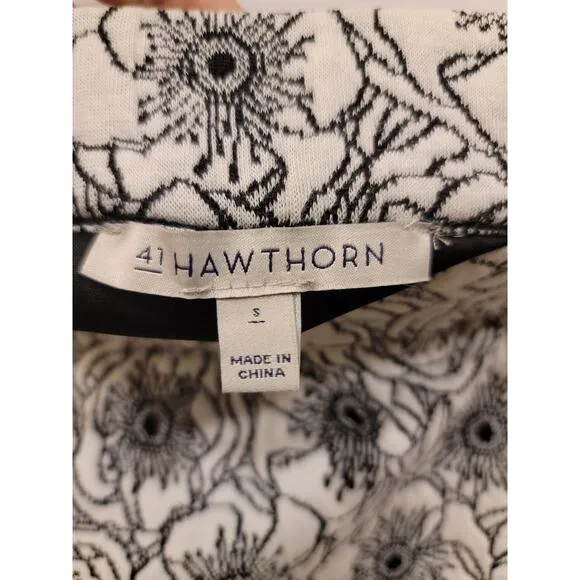 41 Hawthorn Black &amp; White Floral Print Knit Pencil Skirt