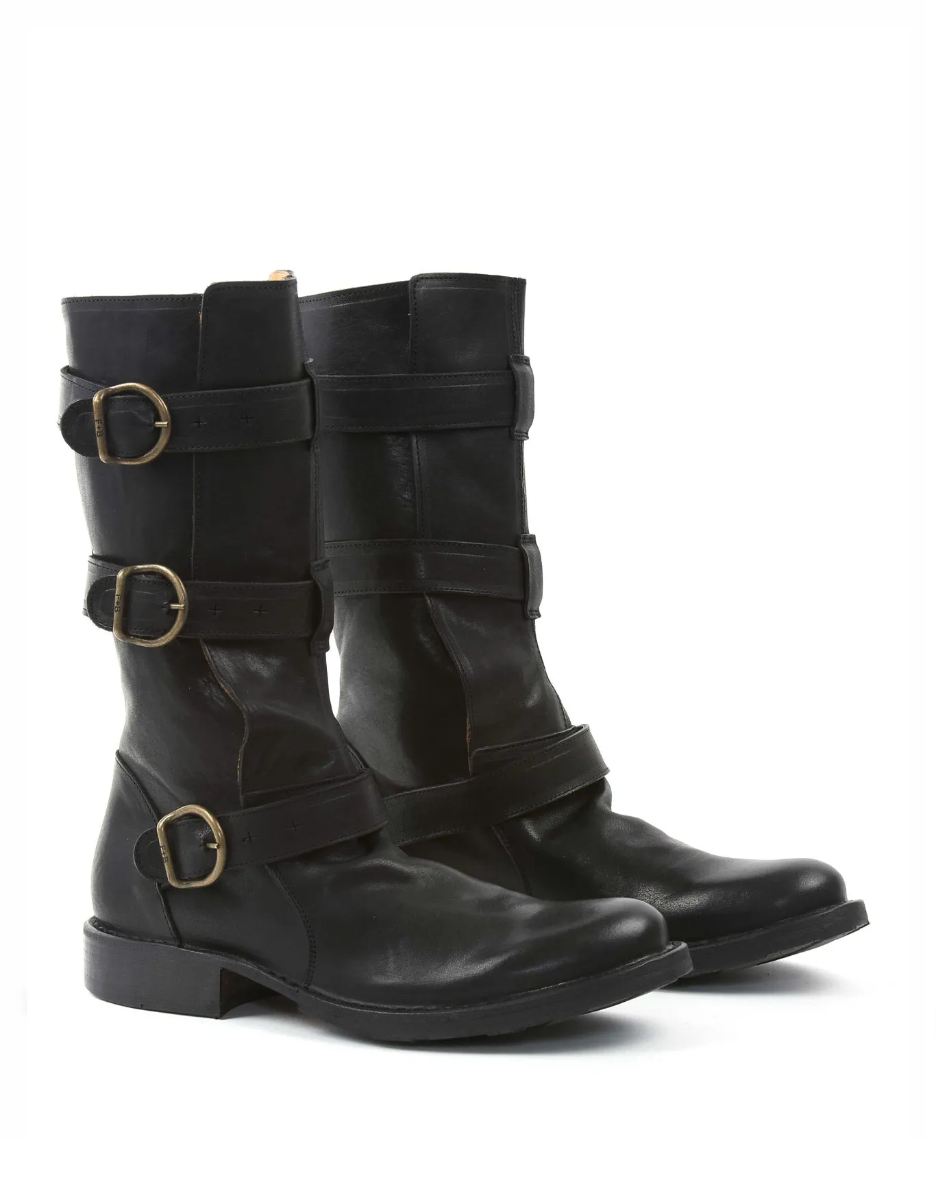 7040 Black Leather Boots