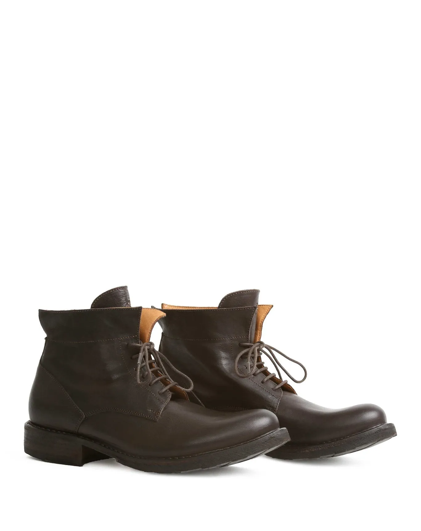 745 Brown Leather Lace-up Boots