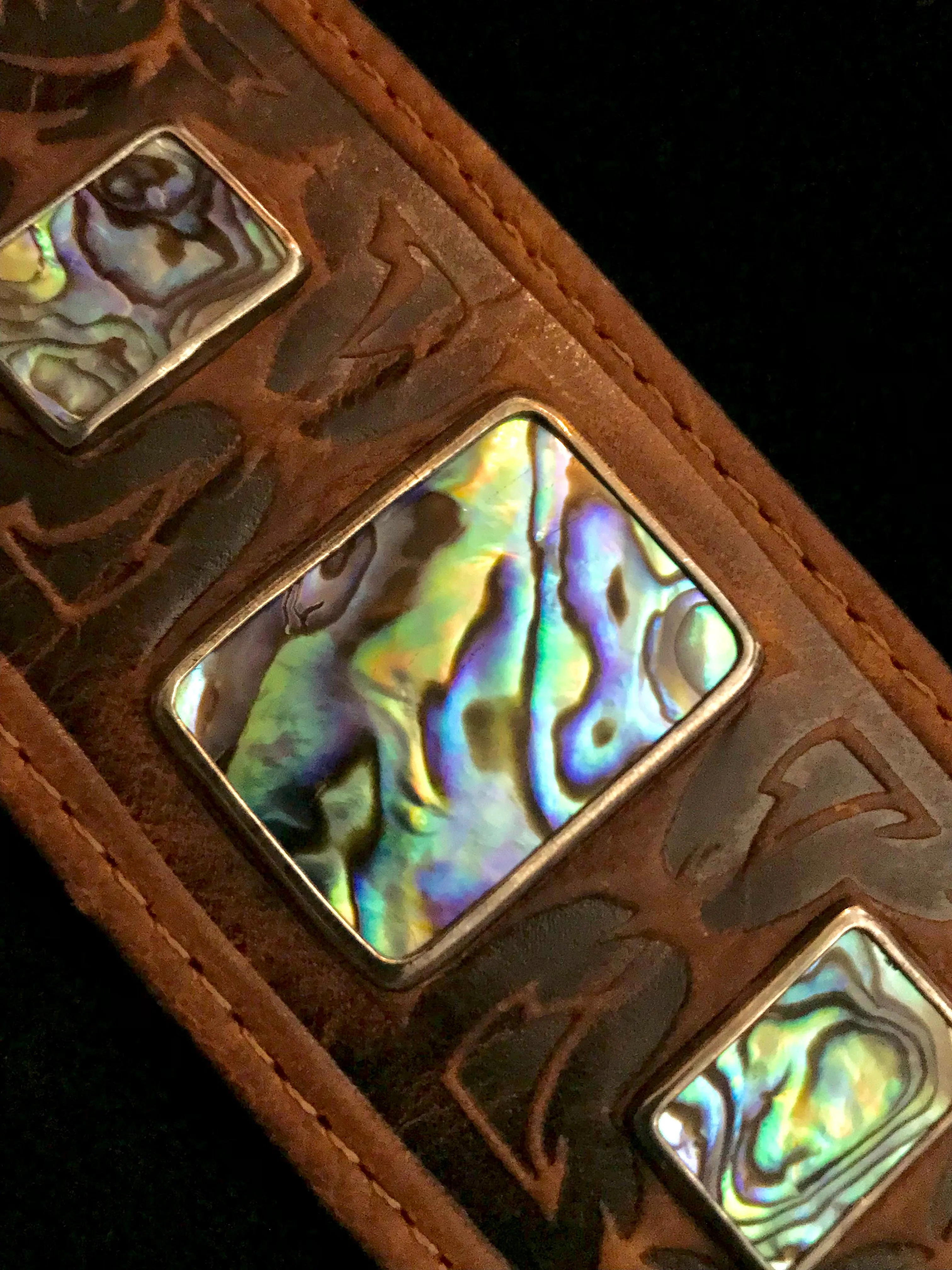 ABALONE WARRIOR CUFF – COGNAC