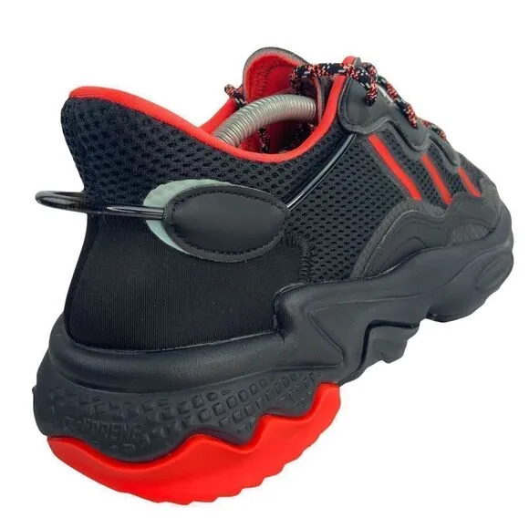 adidas FW5813 Mens Sz 4 Womens Sz 5.5 Black/Red Originals Ozweego Trail Sneakers