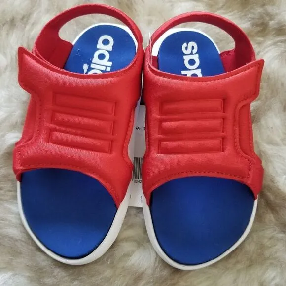 ADIDAS Comfort Toddler Boys Sandals in Red &amp; Blue Size 9 NEW