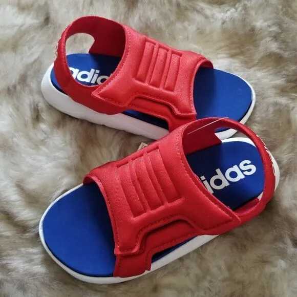 ADIDAS Comfort Toddler Boys Sandals in Red &amp; Blue Size 9 NEW