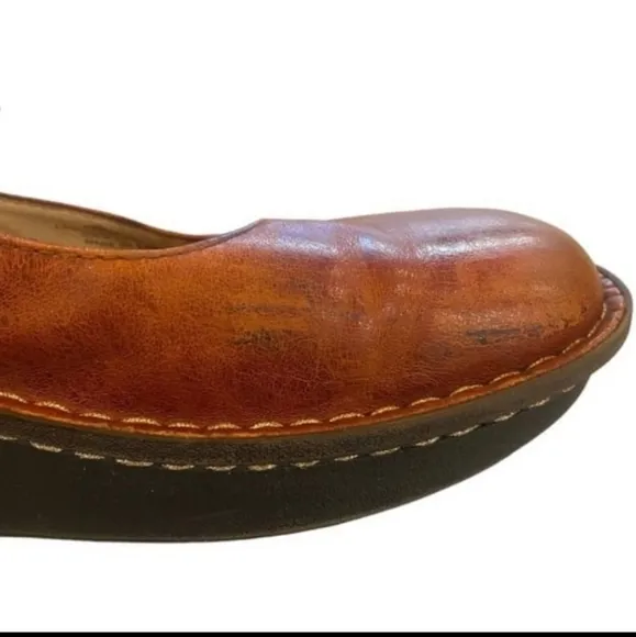 Alegria Paloma Mary Jane Cognac Brown Velcro Strap Adjustable Clogs Size 9