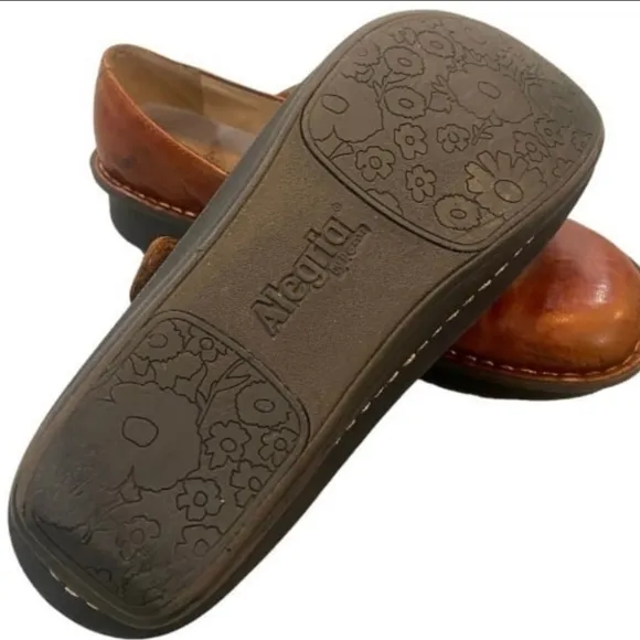 Alegria Paloma Mary Jane Cognac Brown Velcro Strap Adjustable Clogs Size 9