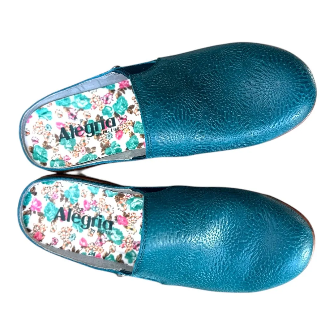 Alegria Sereniti Roman Candle Teal Leather Womens Clogs Size 7 New