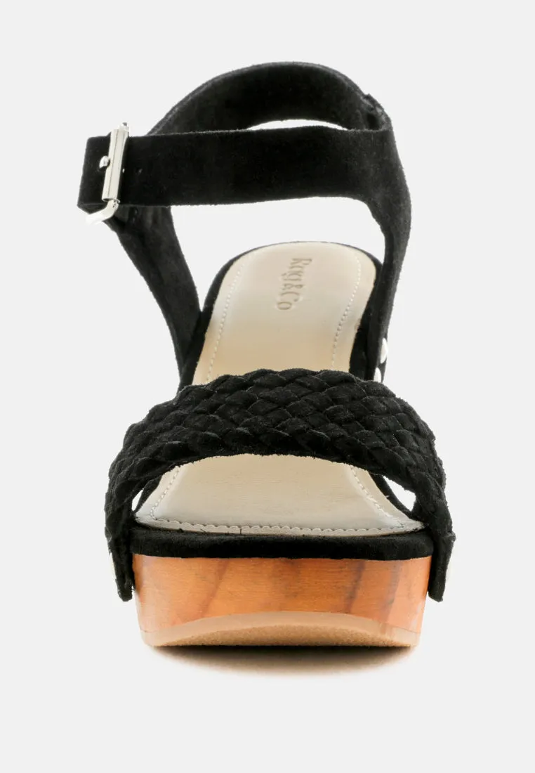 April Wooden Clogs In Suede Weave By Ruw
