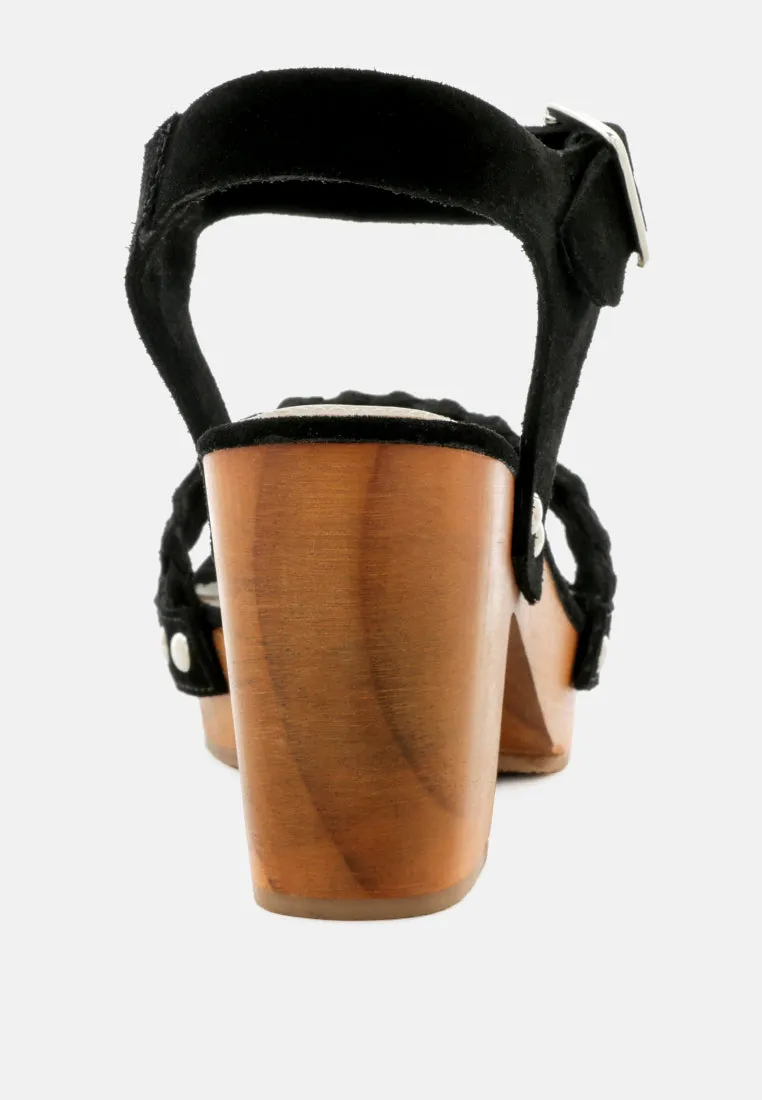 April Wooden Clogs In Suede Weave By Ruw
