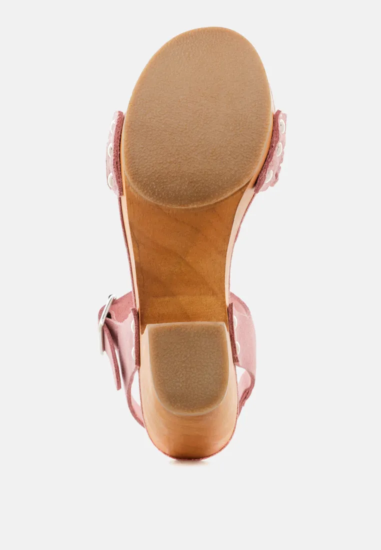 April Wooden Clogs In Suede Weave By Ruw