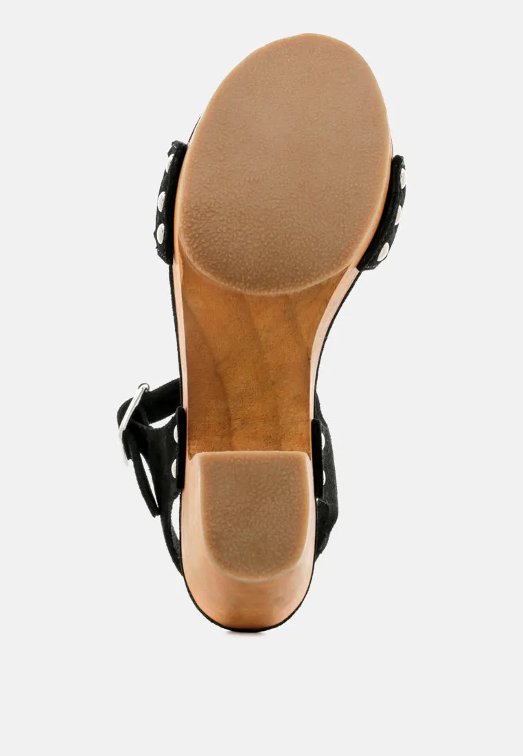 April Wooden Clogs In Suede Weave By Ruw