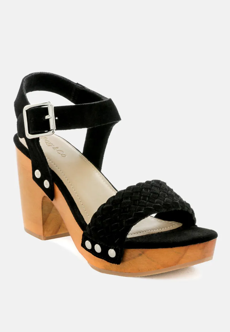 April Wooden Clogs In Suede Weave By Ruw