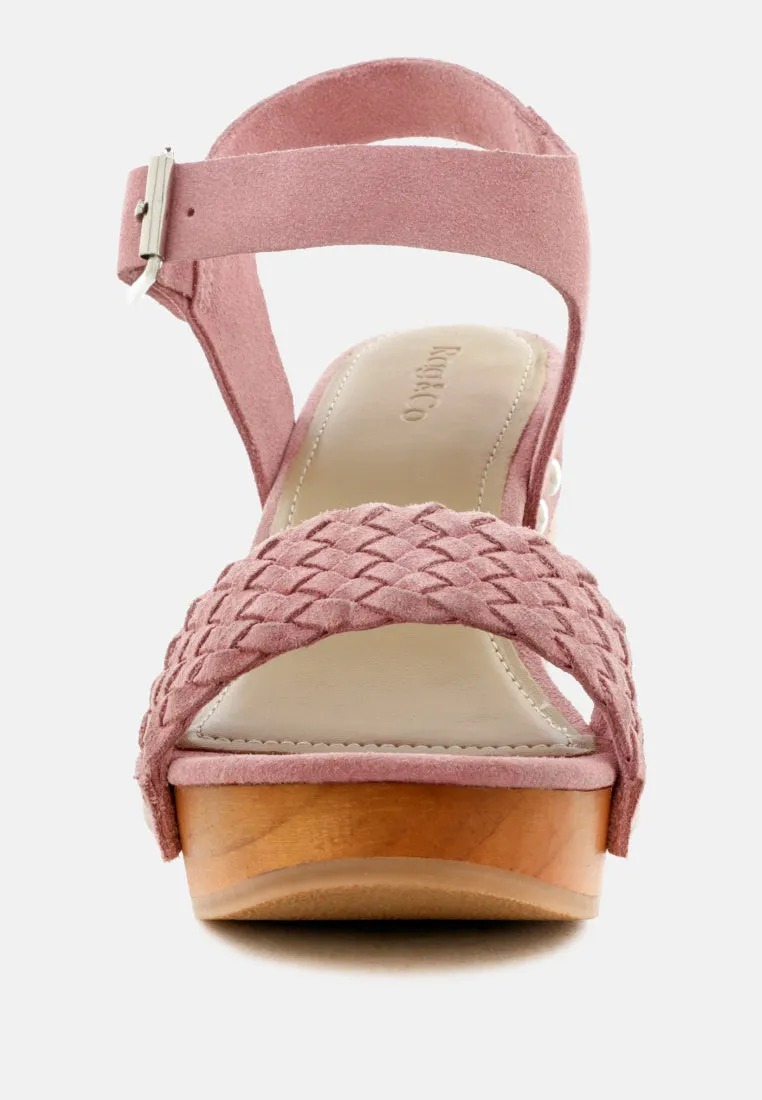 April Wooden Clogs In Suede Weave By Ruw
