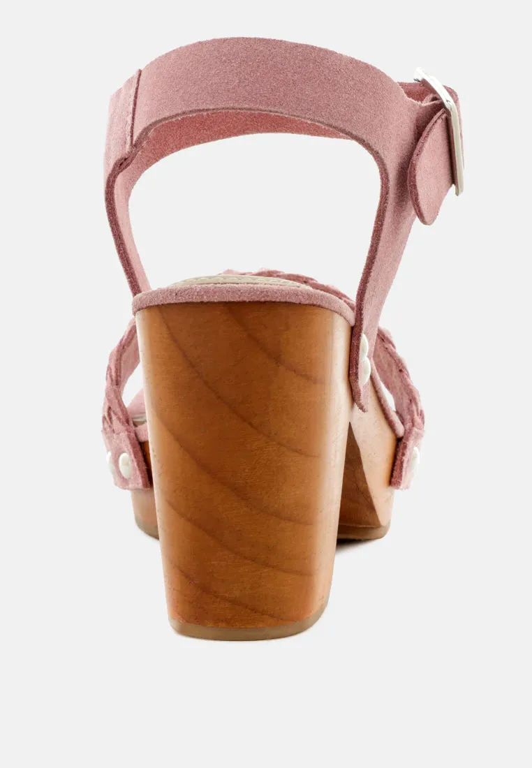 April Wooden Clogs In Suede Weave By Ruw