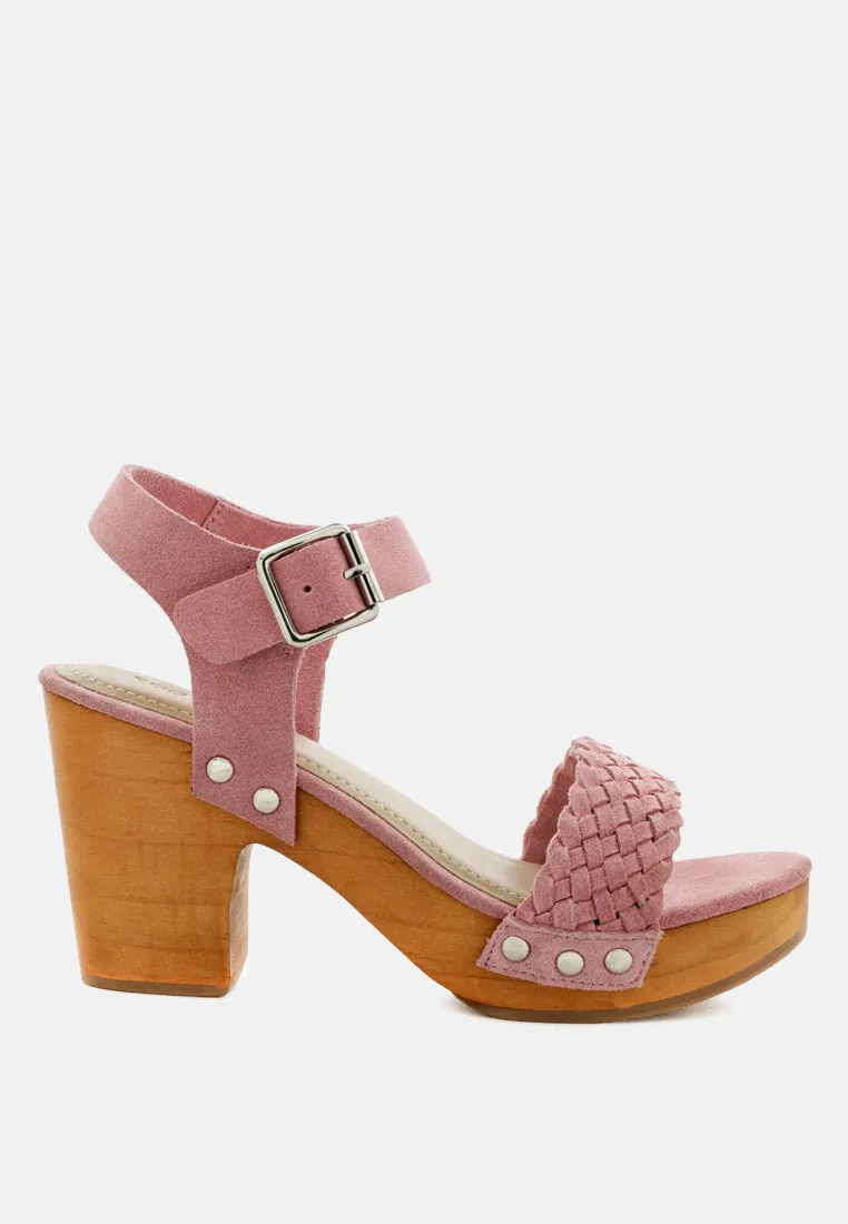 April Wooden Clogs In Suede Weave By Ruw