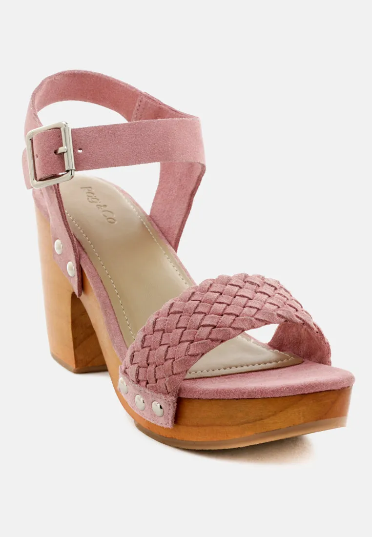 April Wooden Clogs In Suede Weave By Ruw