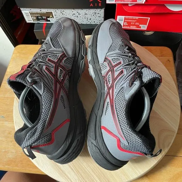 Asics Gel Venture 8‎ Mens Size 11.5 Shoes Gray Black Red Running Sneakers Trail