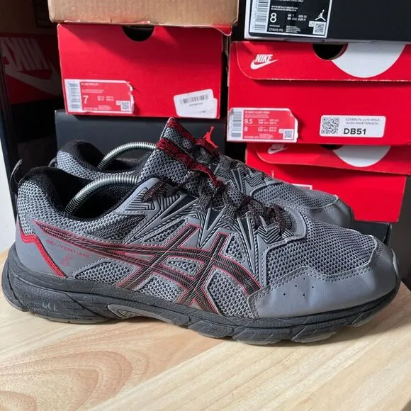 Asics Gel Venture 8‎ Mens Size 11.5 Shoes Gray Black Red Running Sneakers Trail