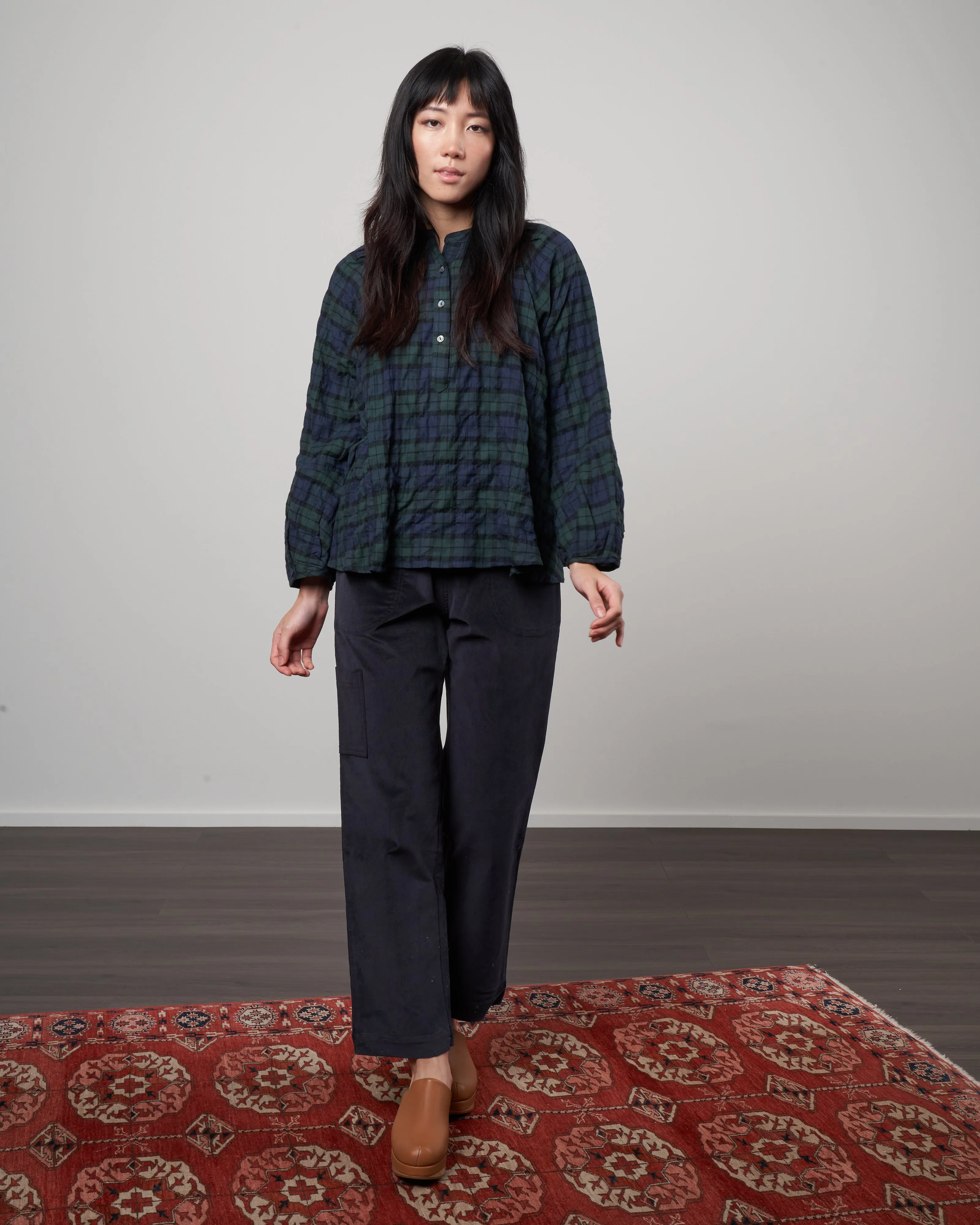 atlin blouse - forest plaid