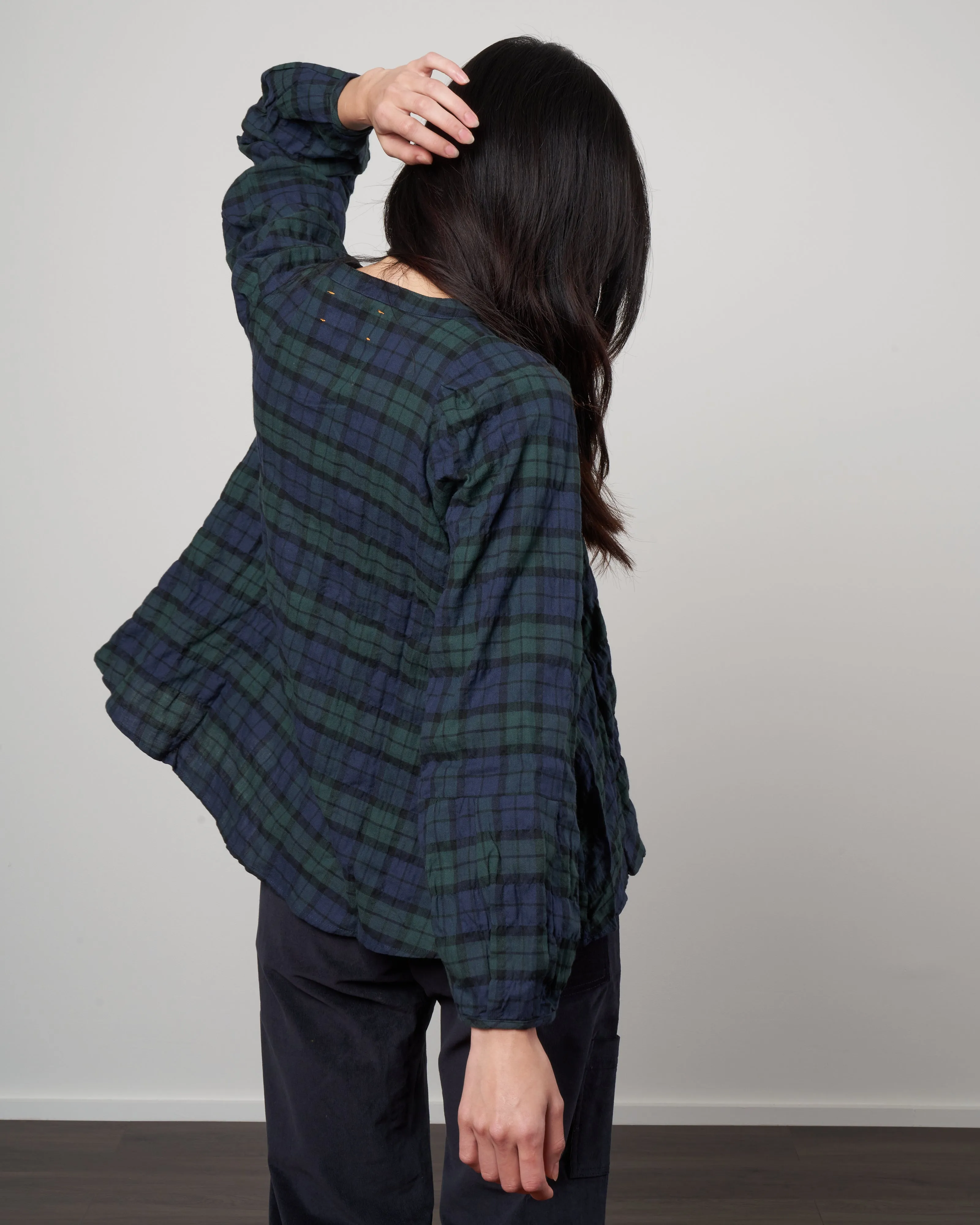 atlin blouse - forest plaid