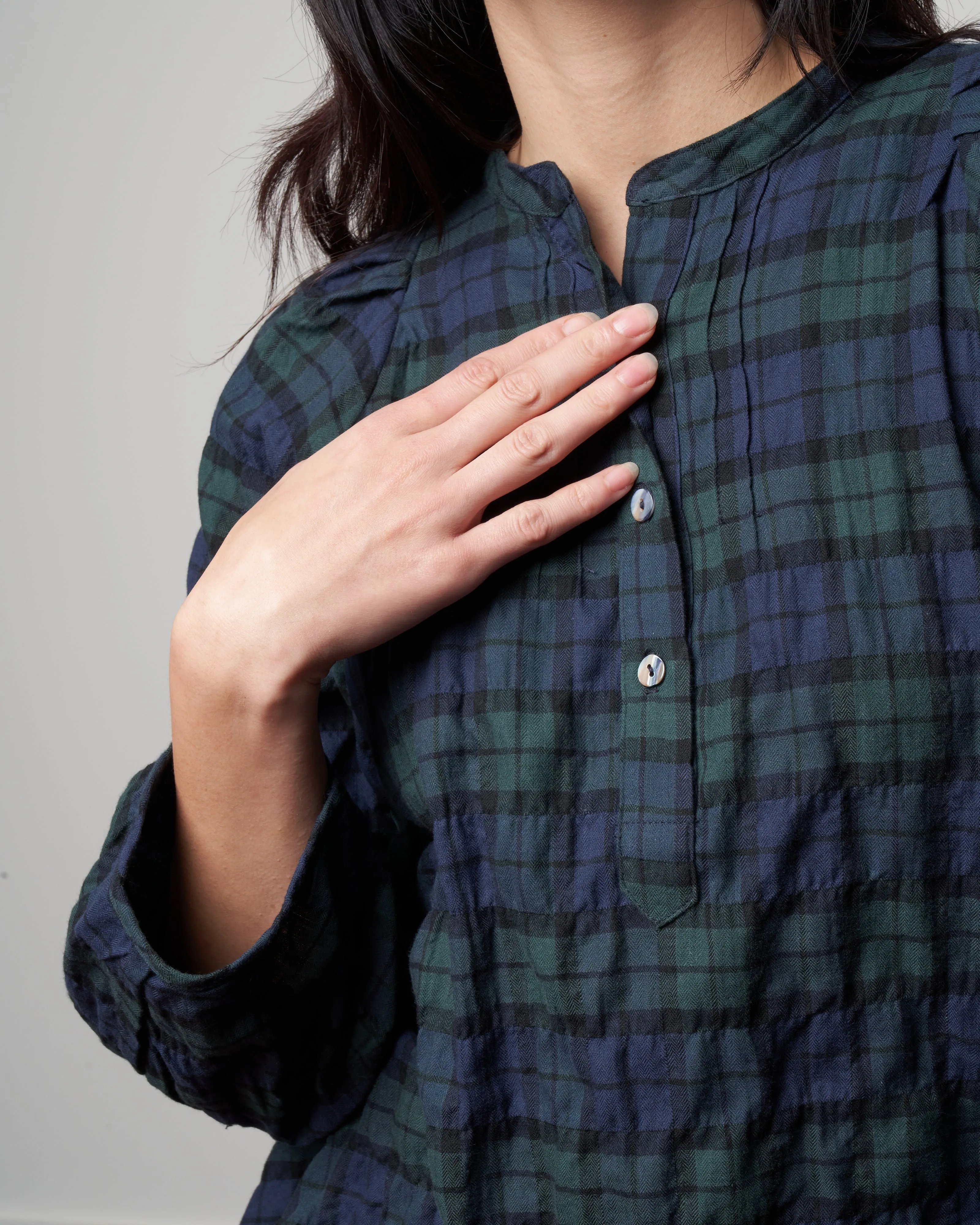atlin blouse - forest plaid