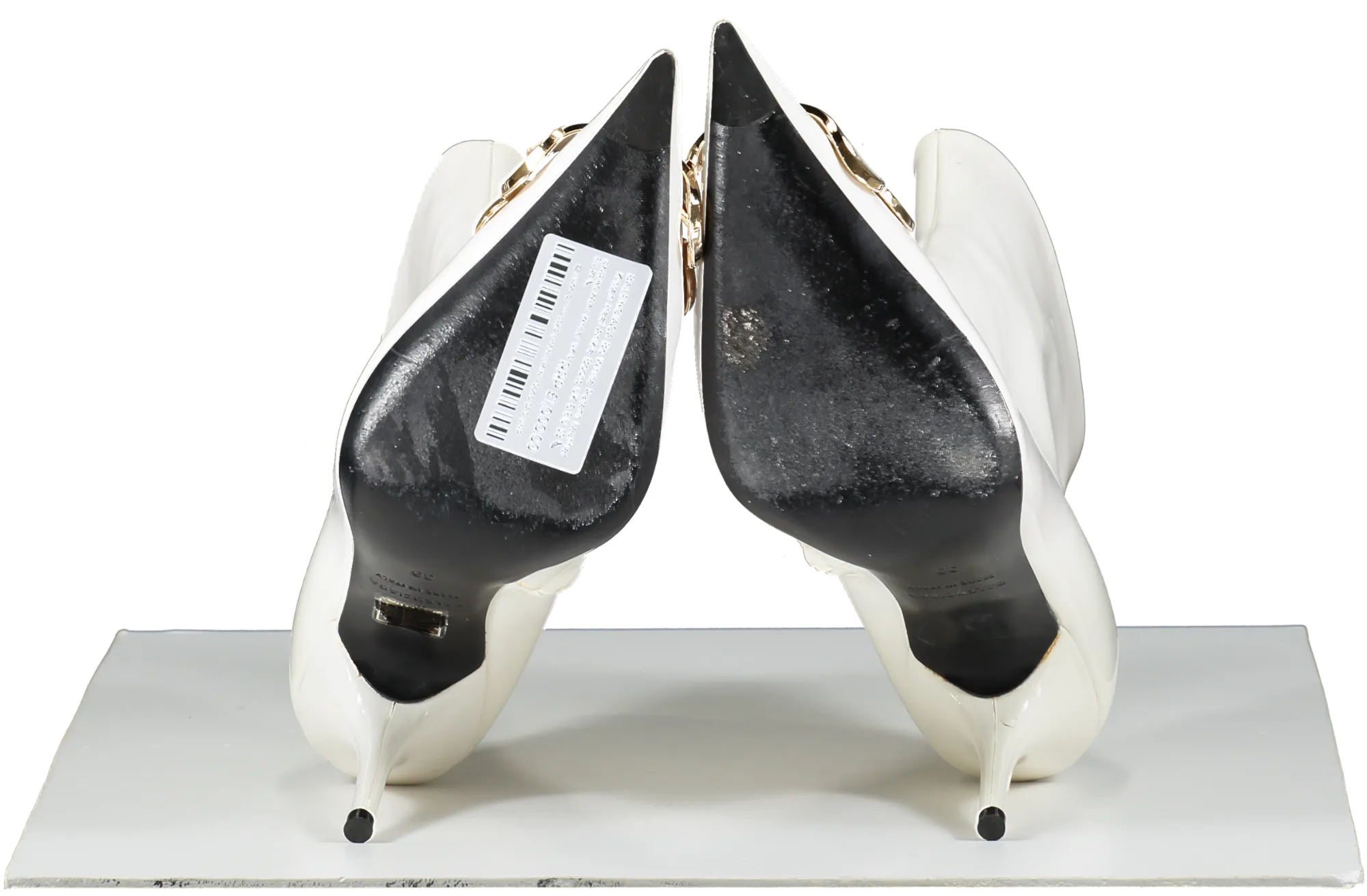 BALENCIAGA  Bb White Patent Leather Kitten Heel Ankle Boots UK 6 EU 39 👠