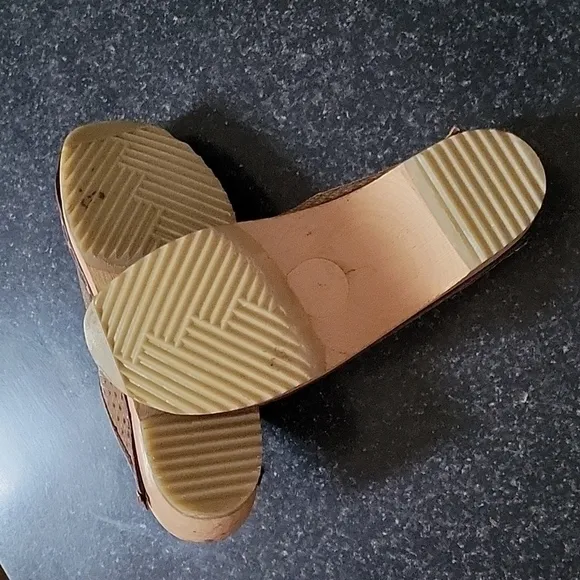 𝅺Bergs mans toffeln wooden kids brown genuine perforated leather clogs new