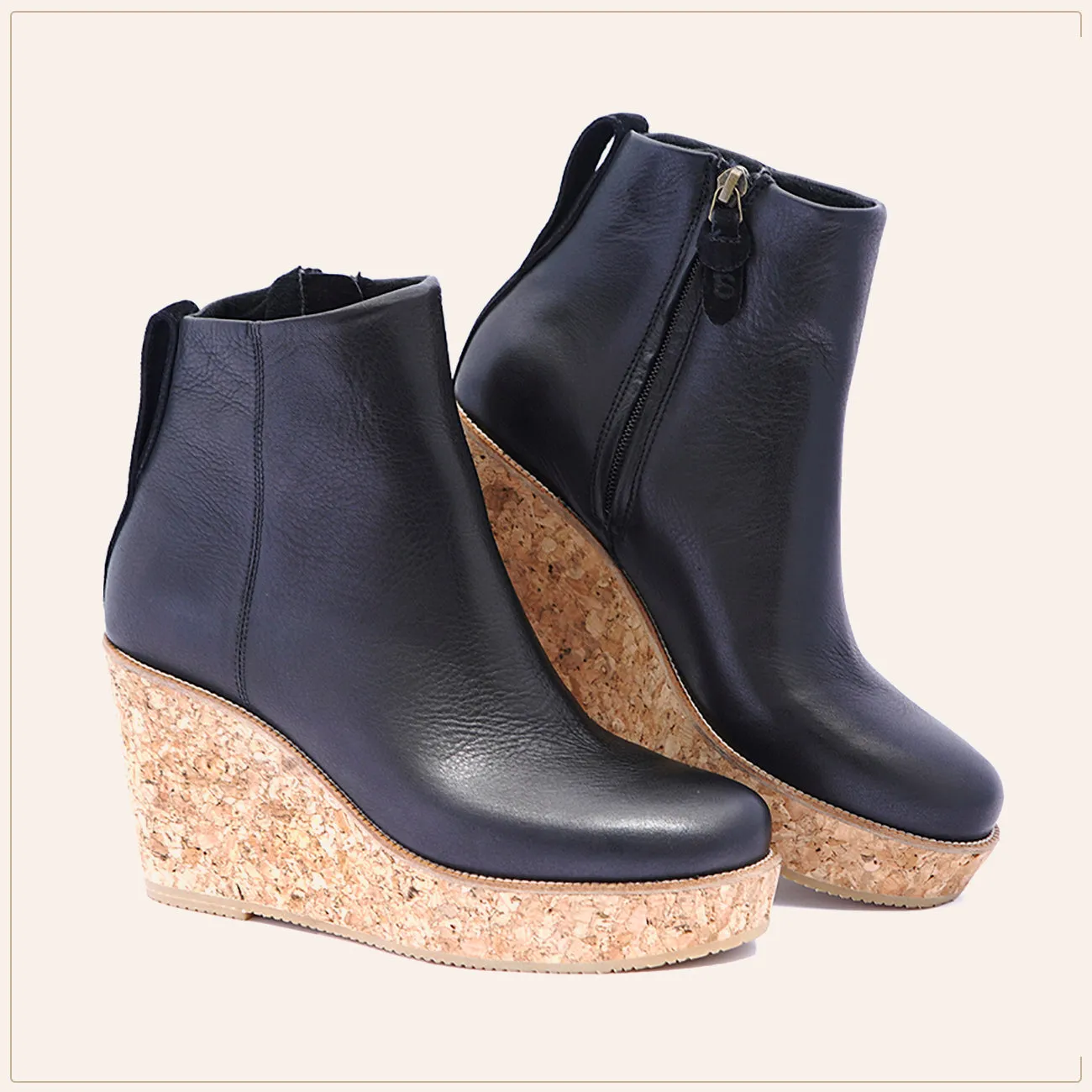 Black Ankle Wedge Bootie