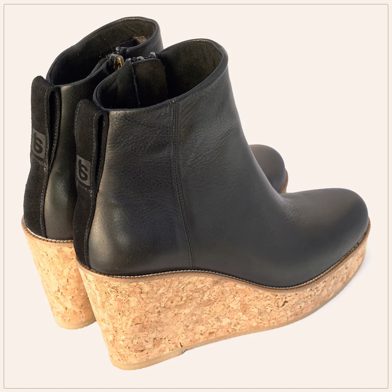 Black Ankle Wedge Bootie