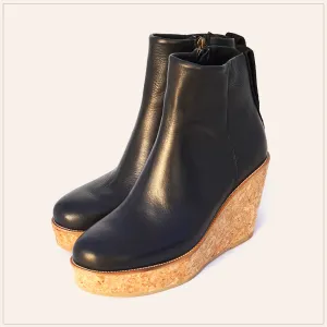Black Ankle Wedge Bootie