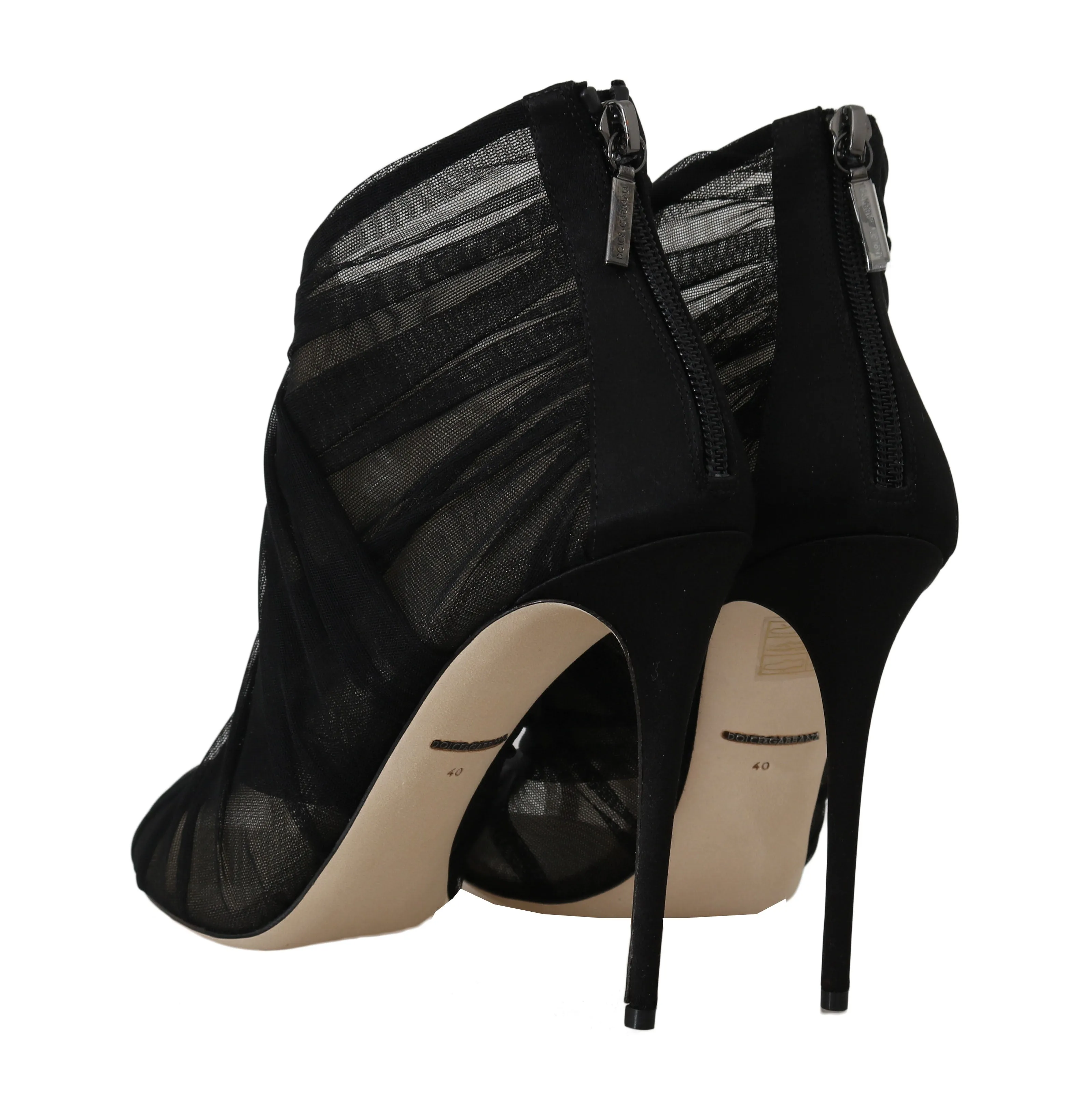 Black Silk Tulle Ankle Booties