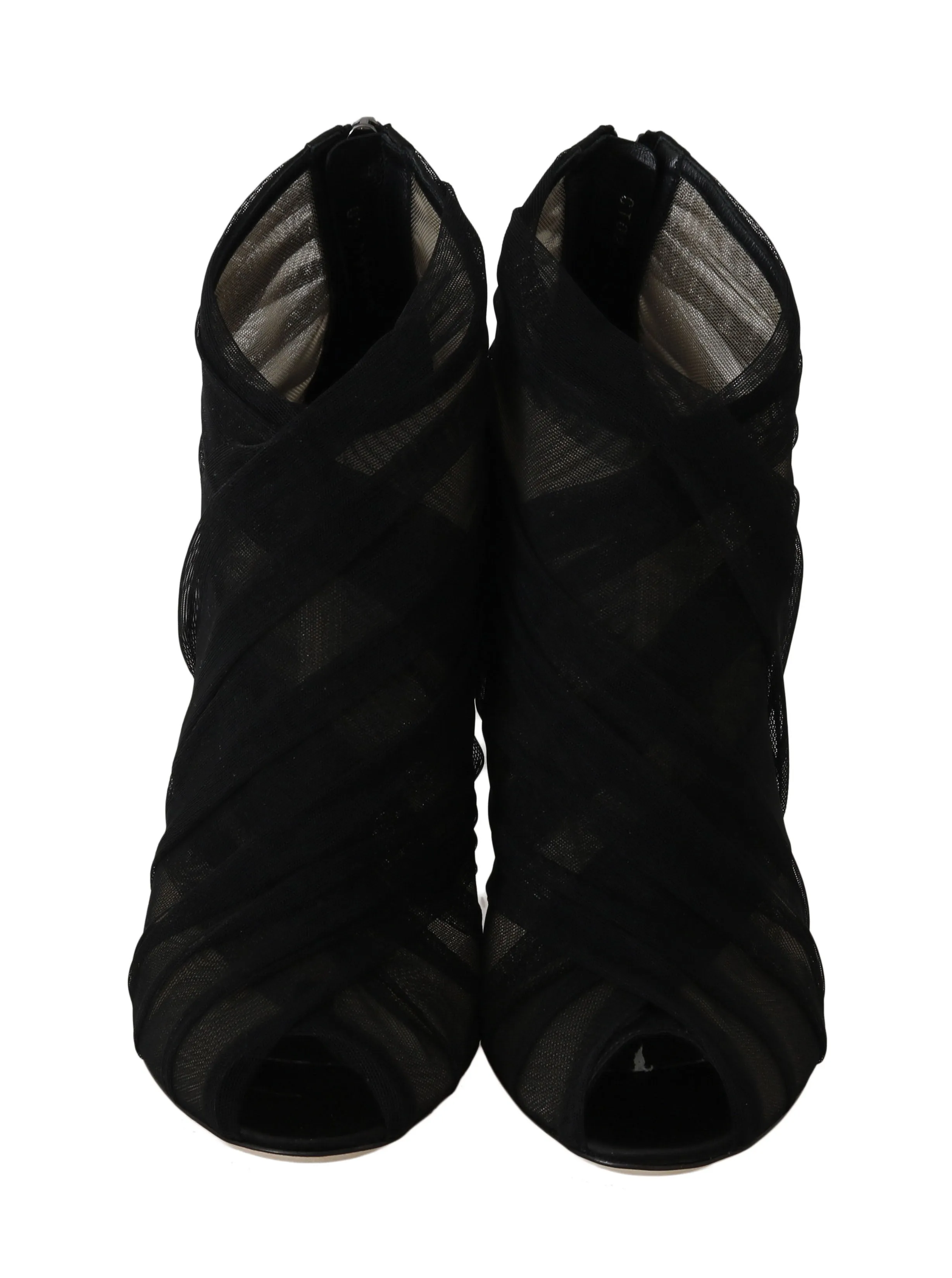 Black Silk Tulle Ankle Booties