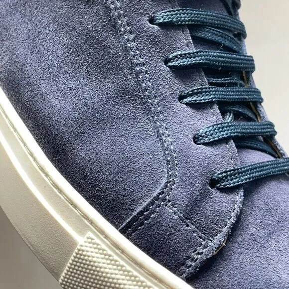 Blue Positano Suede Sneakers Mens 41/8 Navy Lace‎ Up Italian Casual Minimalist