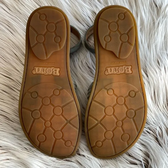 Born Margot Leather Sandals Gray Ankle Strap Suede Boho Womens Size 7