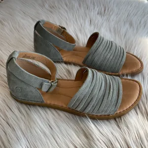 Born Margot Leather Sandals Gray Ankle Strap Suede Boho Womens Size 7