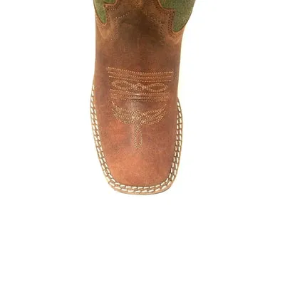 BOYS SQUARE TOE POCONO WESTERN BOOTS GREEN UPPER 388-30K-CTR