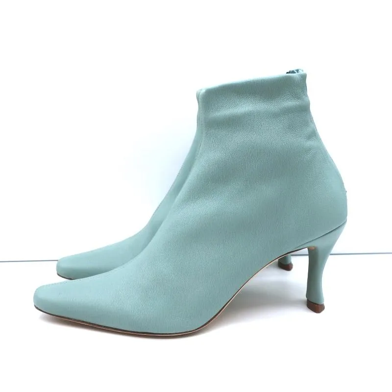 BY FAR Ankle Boots Stevie 22 Blue Stretch Leather Size 36 Pointed Toe Booties