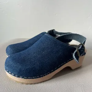 Cape Clogs‎ Made in Sweden Denim and Wood Clogs Girls Size 30
