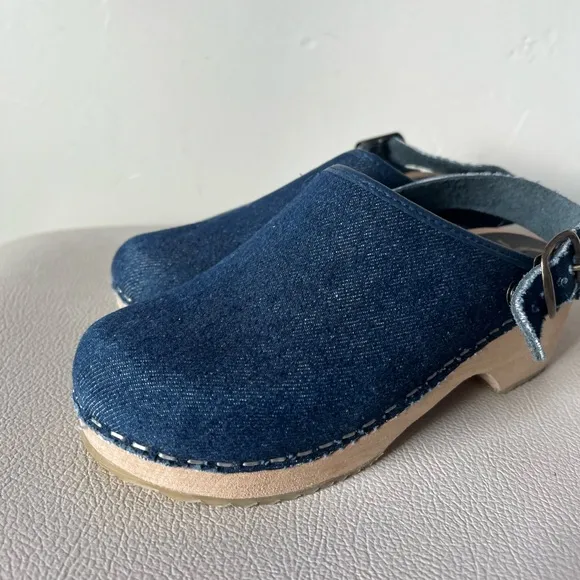 Cape Clogs‎ Made in Sweden Denim and Wood Clogs Girls Size 30