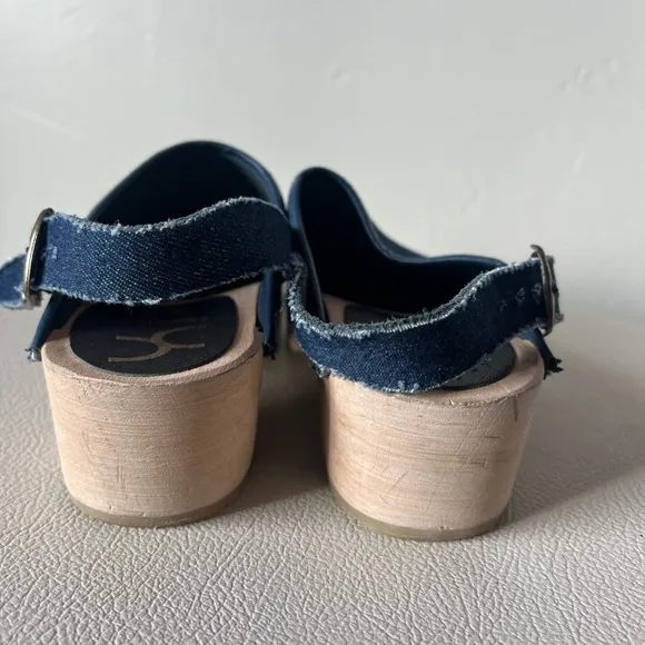 Cape Clogs‎ Made in Sweden Denim and Wood Clogs Girls Size 30
