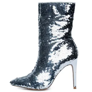 Cape Robbin Gigi-9 Silver Heeled Bootie Silver