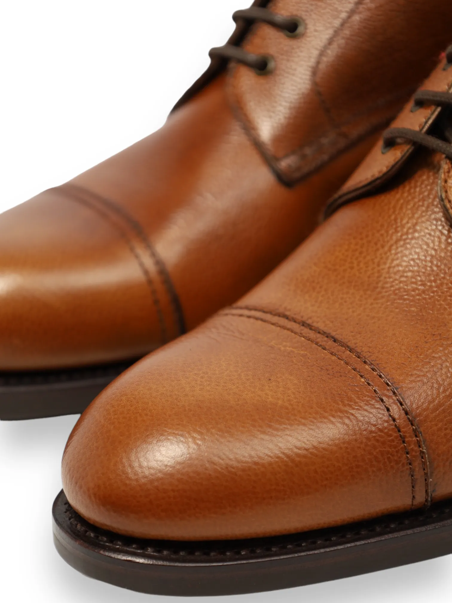 Carmina Cognac Brown Grain Leather Balmoral Boots