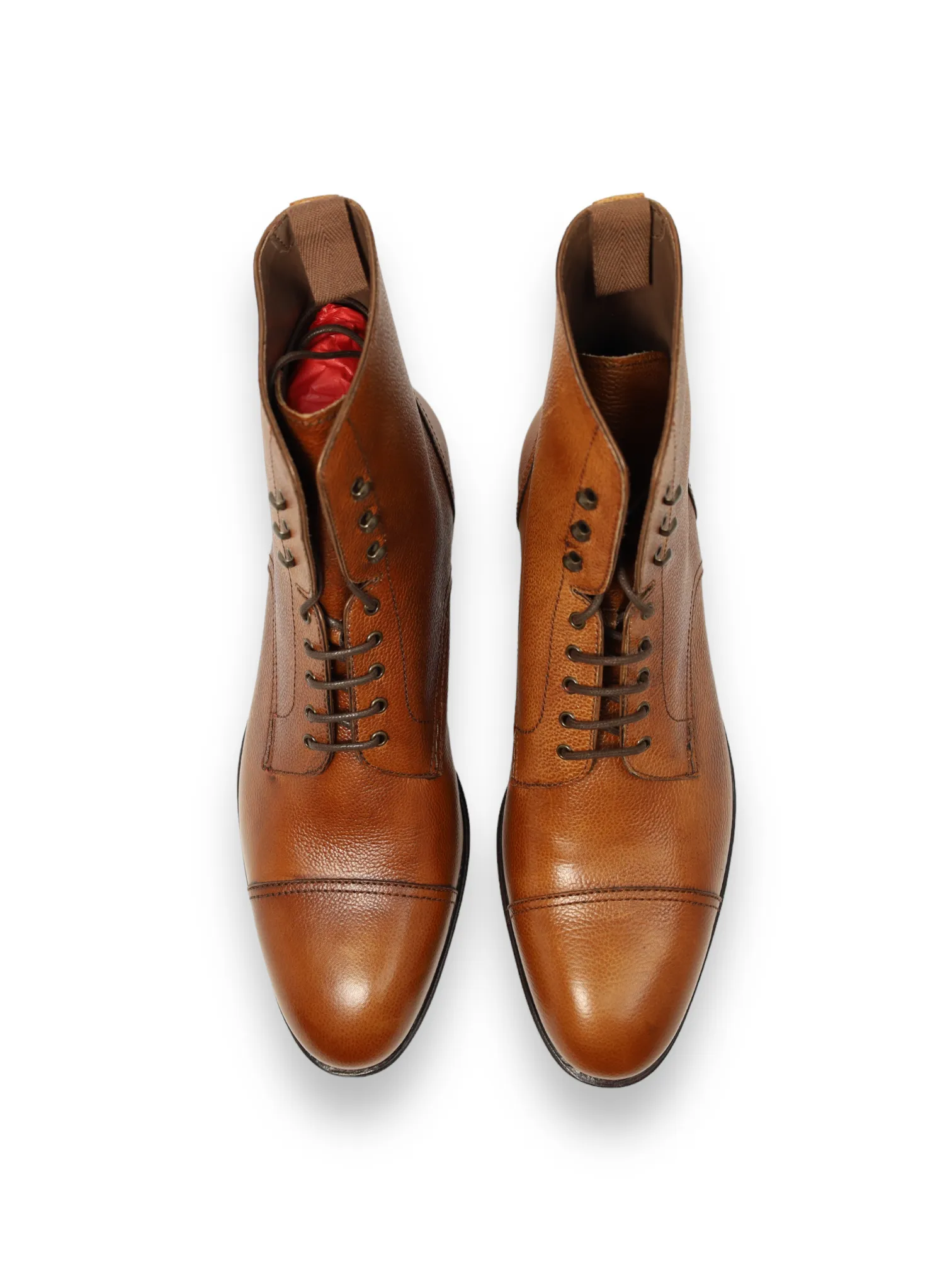 Carmina Cognac Brown Grain Leather Balmoral Boots